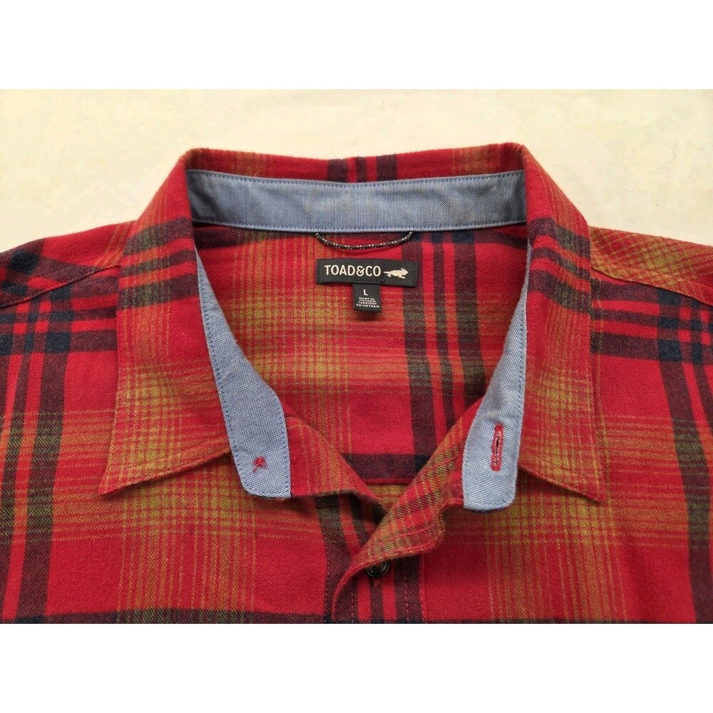 Toad & Co Flannagan LS Shirt Men’s Large Red Plaid Organic Cotton Button Up... - Picture 4 of 9